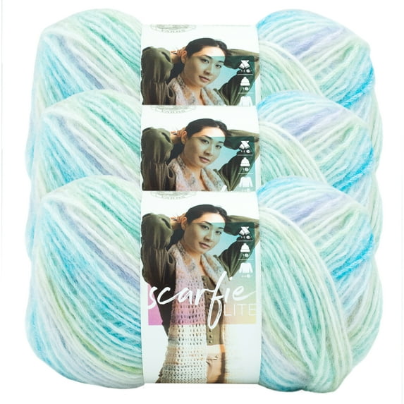 Lion Brand Yarn Scarfie Lite Rain Medium Acrylic, Polyester, Nylon, Wool Yarn 3 Pack