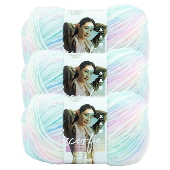 Lion Brand Yarn Scarfie Lite Seaglass Medium Acrylic, Polyester, Nylon, Wool Yarn 3 Pack