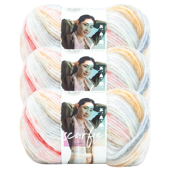 Lion Brand Yarn Scarfie Lite Tartan Medium Acrylic, Polyester, Nylon, Wool Yarn 3 Pack