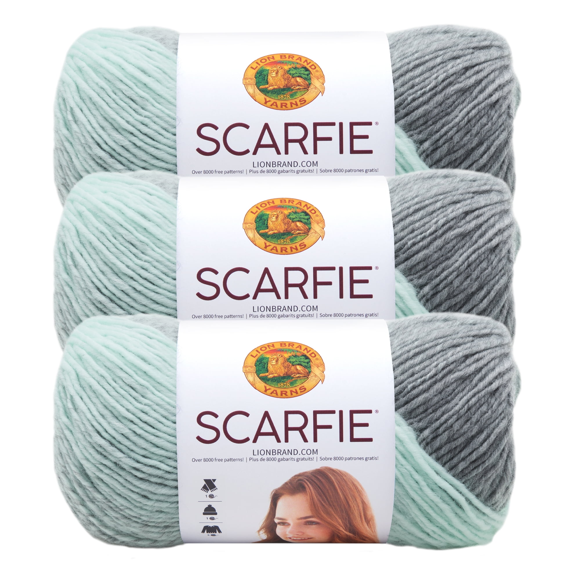 Lion Brand Yarn Scarfie Oxford/Claret Scarf Bulky Acrylic, Wool
