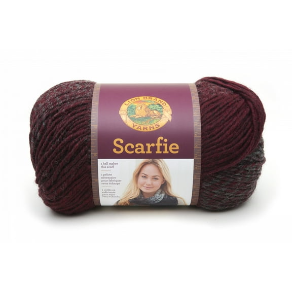 Lion Brand Yarn Scarfie Oxford/Claret Scarf Bulky Acrylic, Wool Multi-color Yarn