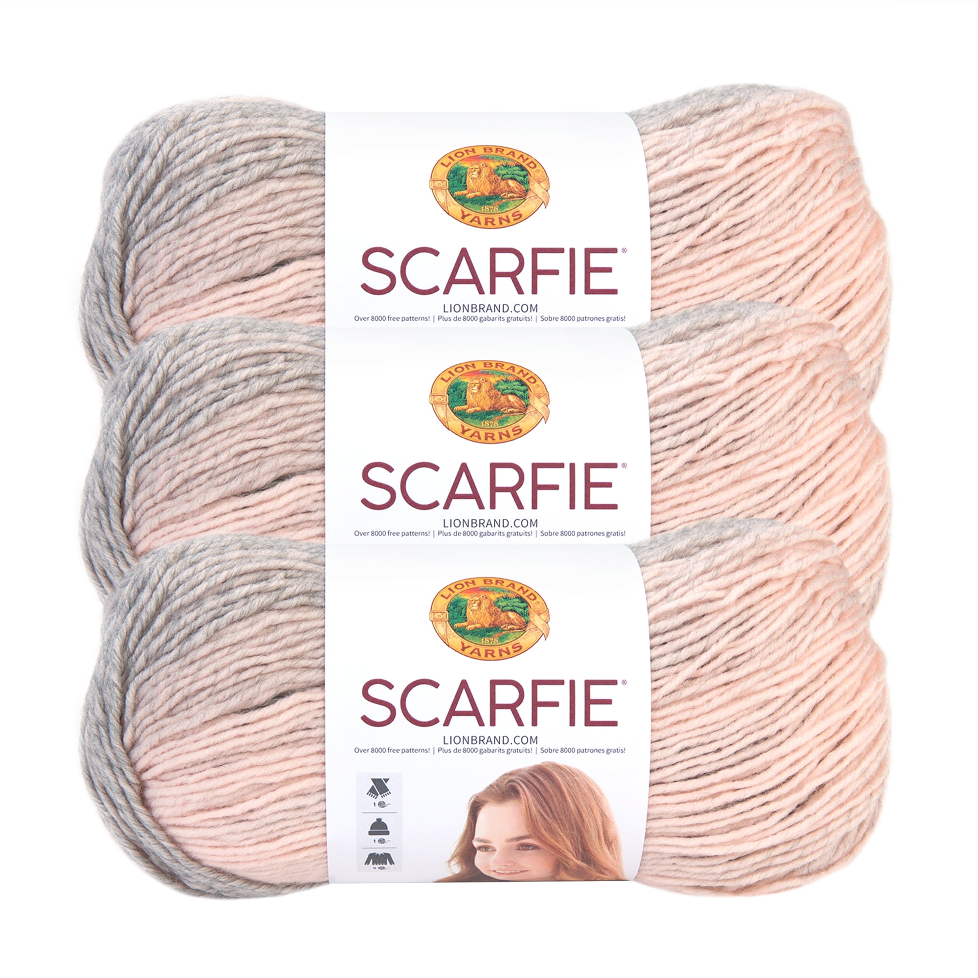 Lion Brand Yarn Scarfie Pink/Silver Scarf Bulky Acrylic, Wool Multi