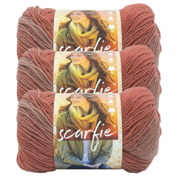 Lion Brand Yarn Scarfie Rose/Dusty Rose Bulky Acrylic, Wool Multi-color Yarn 3 Pack