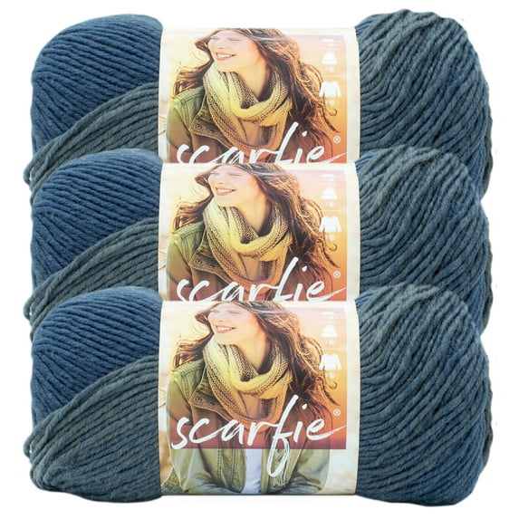 Lion Brand Yarn Scarfie Steel Blue/Slate Scarf Bulky Acrylic, Wool Multi-Color Yarn 3 Pack