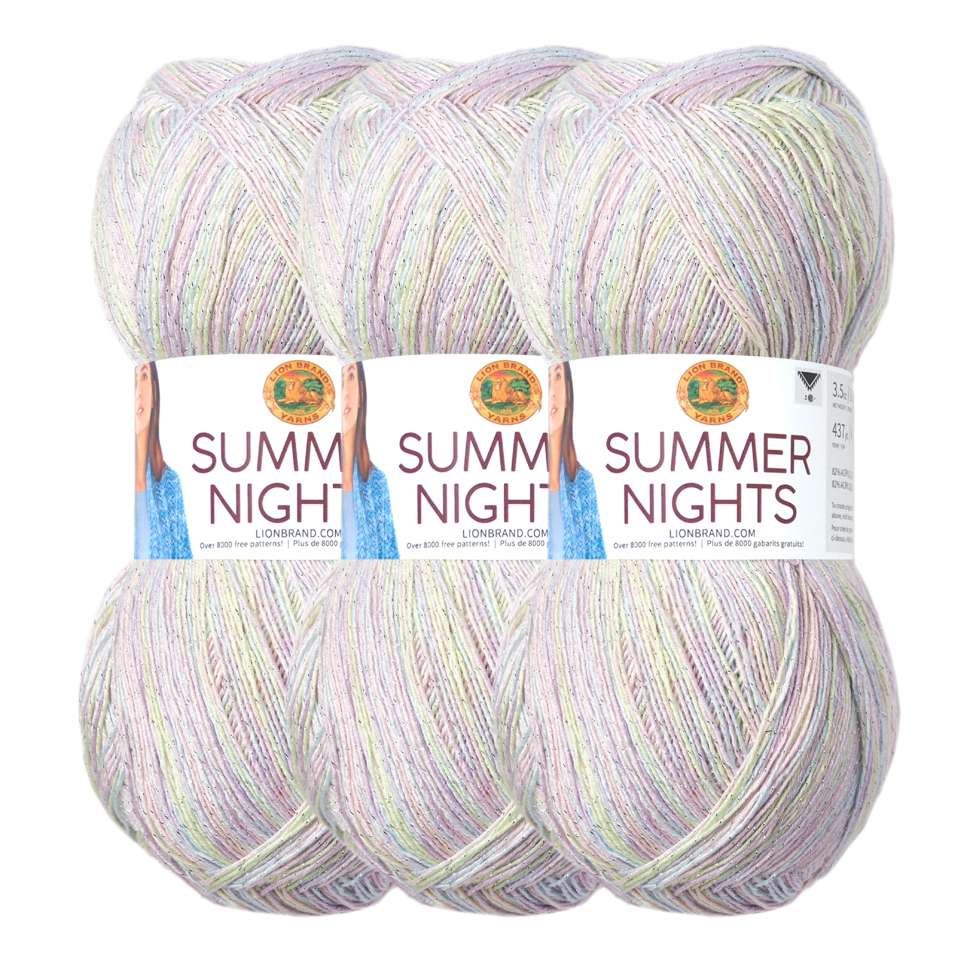 Lion Brand Yarn Summer Nights Bonus Bundle Ocean Cove Metallic Shawl  Superfine Acrylic, Polyester Multi-color Yarn 3 Pack