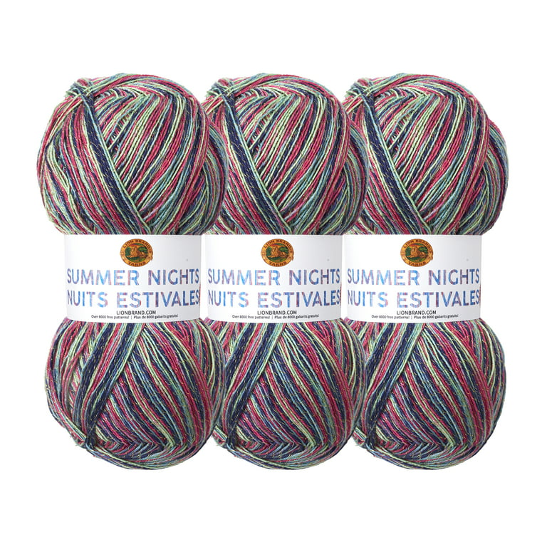 Lion Brand Yarn Summer Nights Bonus Bundle Stargazing Metallic Shawl  Superfine Acrylic, Polyester Multi-color Yarn 3 Pack 