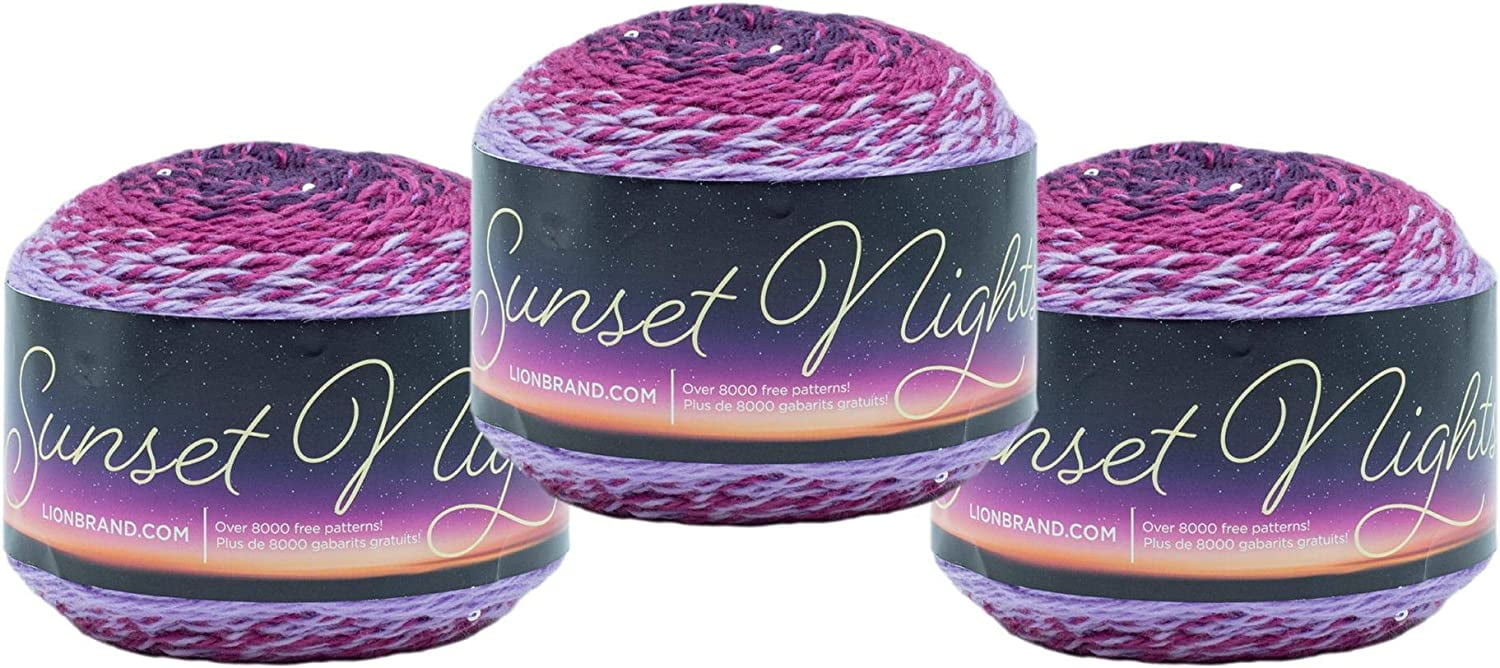 Lion Brand Yarn Sunset Nights Santorini Sequin Shawl Medium Acrylic, Polyester Multi-Color Yarn 3 Pack