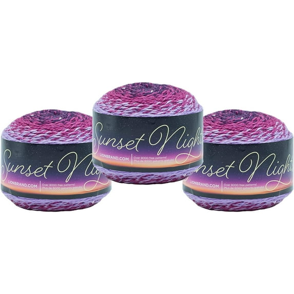 Lion Brand Yarn Sunset Nights Santorini Sequin Shawl Medium Acrylic, Polyester Multi-Color Yarn 3 Pack