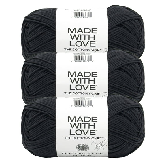 Lion Brand Yarn Tom Daley - The Cottony One Dustin Lance Black Medium Cotton, Acrylic Yarn 3 Pack