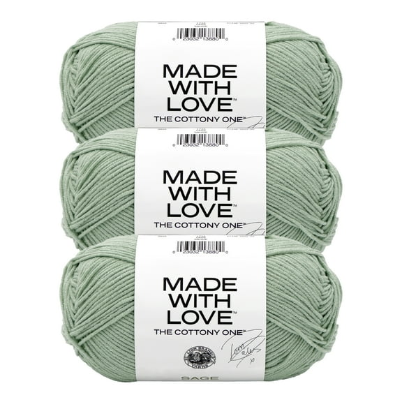 Lion Brand Yarn Tom Daley - The Cottony One Sage Medium Cotton, Acrylic Yarn 3 Pack