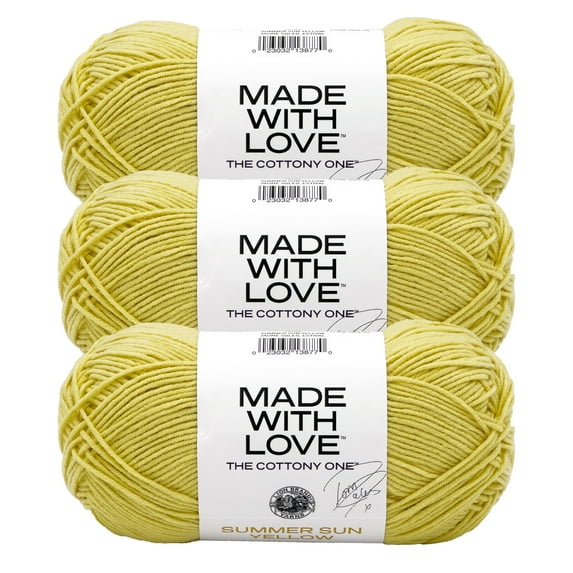 Lion Brand Yarn Tom Daley - The Cottony One Summer Sun Yellow Medium Cotton, Acrylic Yarn 3 Pack