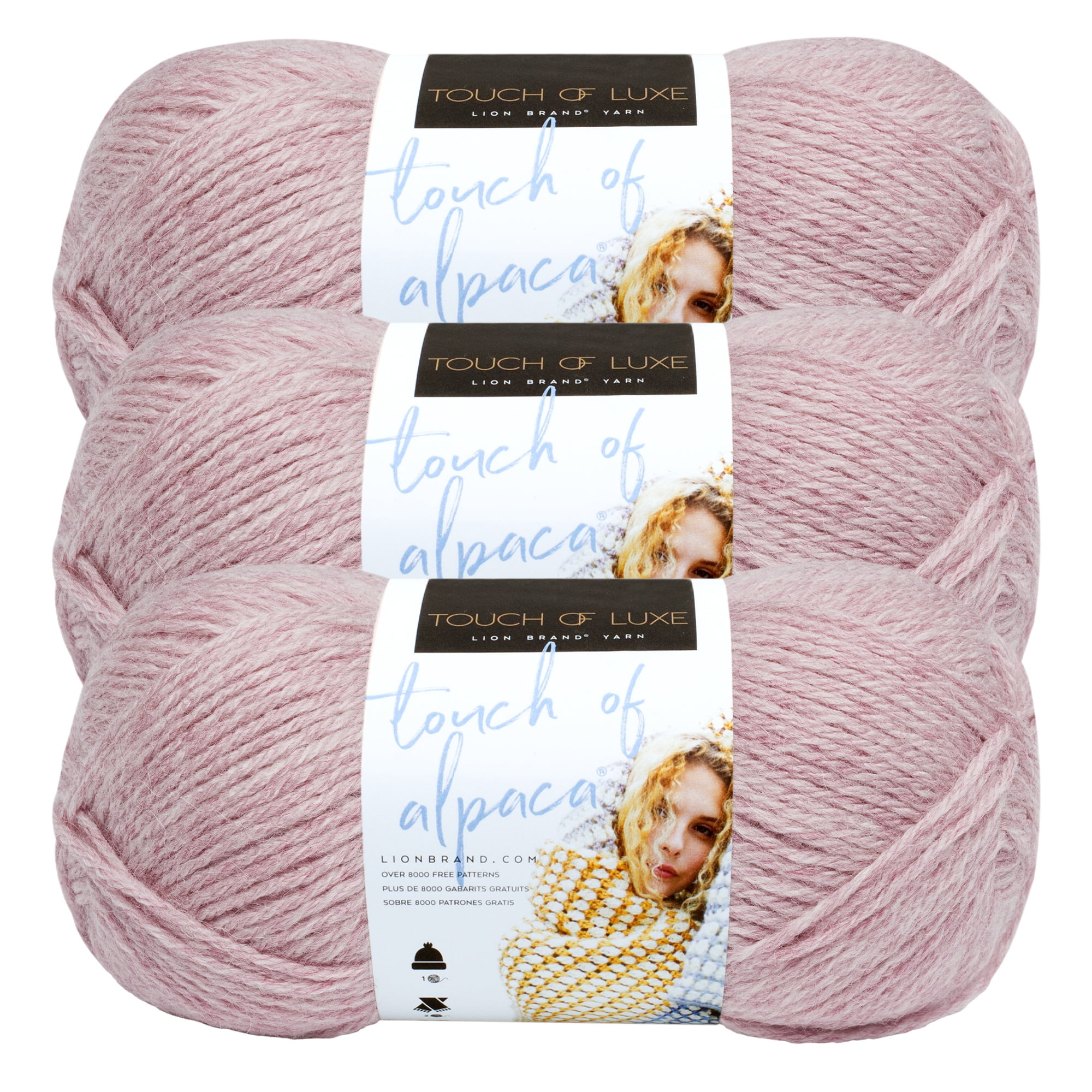 Lion Brand Yarn Touch of Alpaca Blush Medium Acrylic, Alpaca Yarn 3 Pack