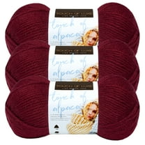 Lion Brand Yarn Touch of Alpaca Crimson Medium Acrylic, Alpaca Yarn 3 Pack