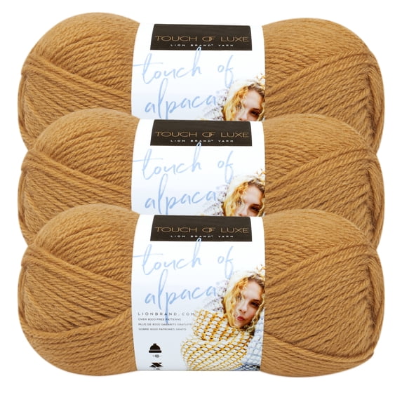 Lion Brand Yarn Touch of Alpaca Goldenrod Medium Acrylic, Alpaca Yarn 3 Pack