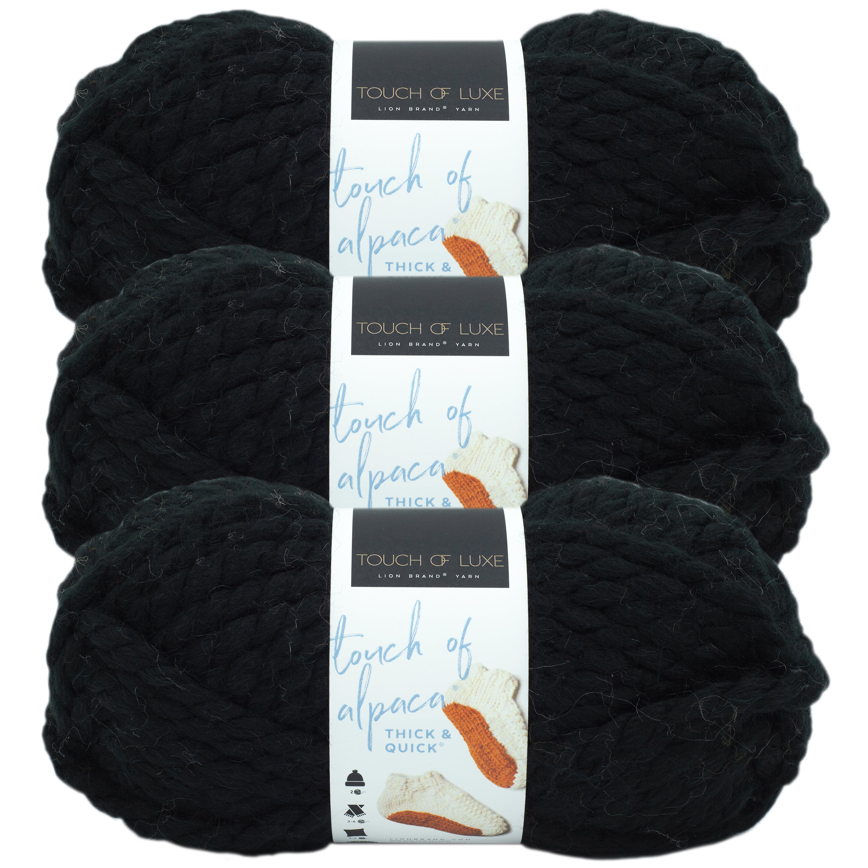 Lion Brand Touch of Alpaca Thick & Quick Yarn-Ebony 686-153