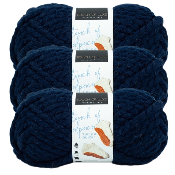 Lion Brand Yarn Touch of Alpaca Thick & Quick Nightshade Jumbo Acrylic, Alpaca Blue Yarn 3 Pack