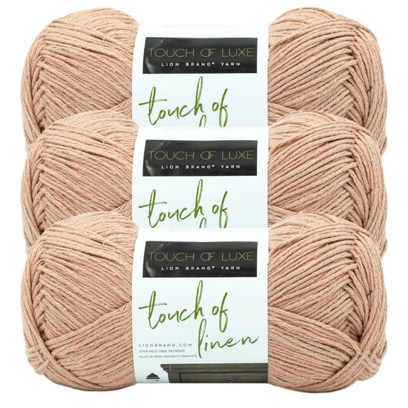 Lion Brand Yarn Touch of Linen Clay Medium Cotton, Linen Yarn 3 Pack