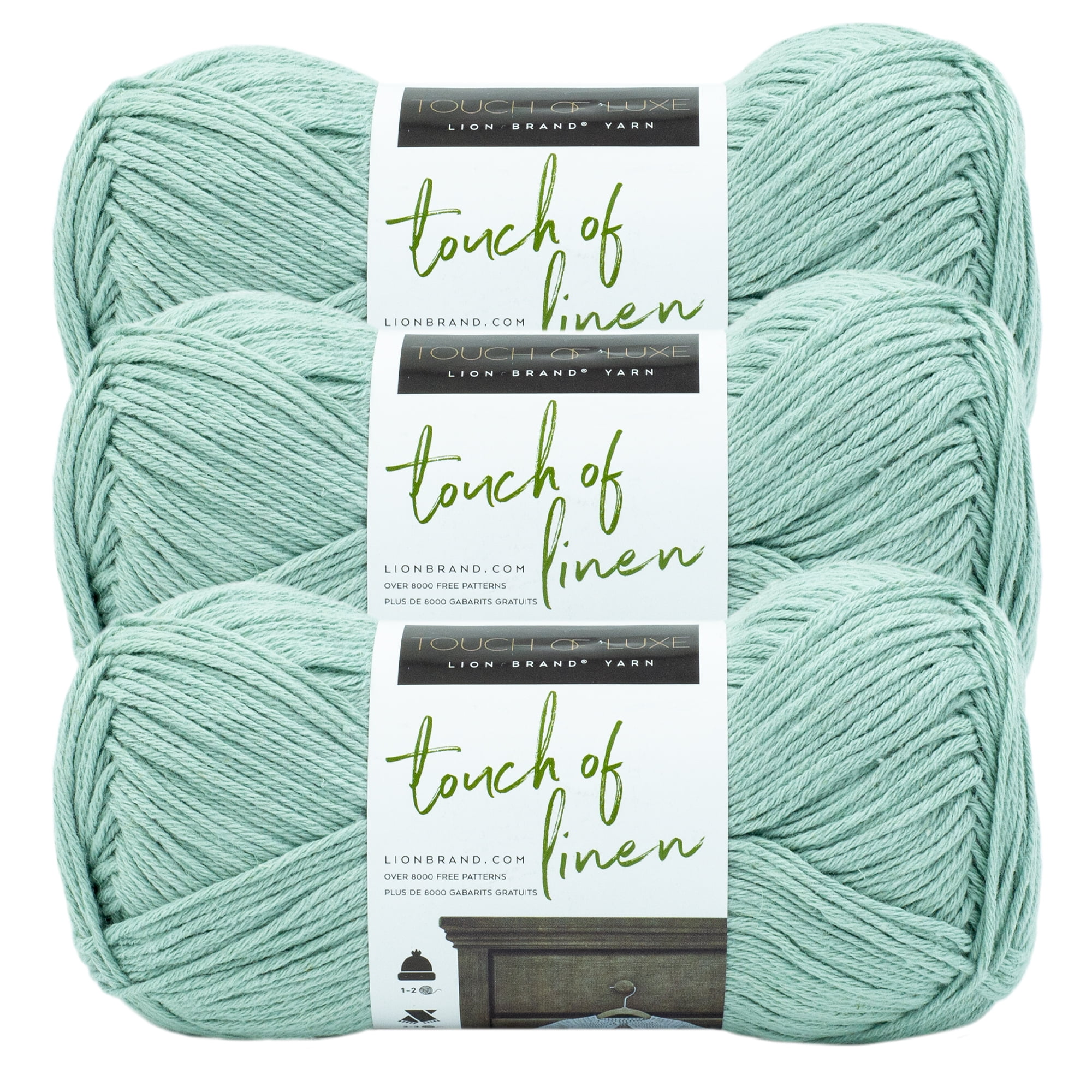 Lion Brand Yarn Touch of Linen Cove Medium Cotton, Linen Yarn 3 Pack