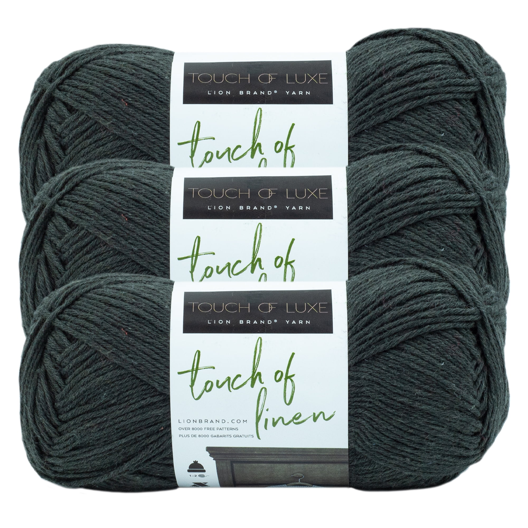 Lion Brand Yarn Touch of Linen Cypress Medium Cotton, Linen Yarn 3 Pack