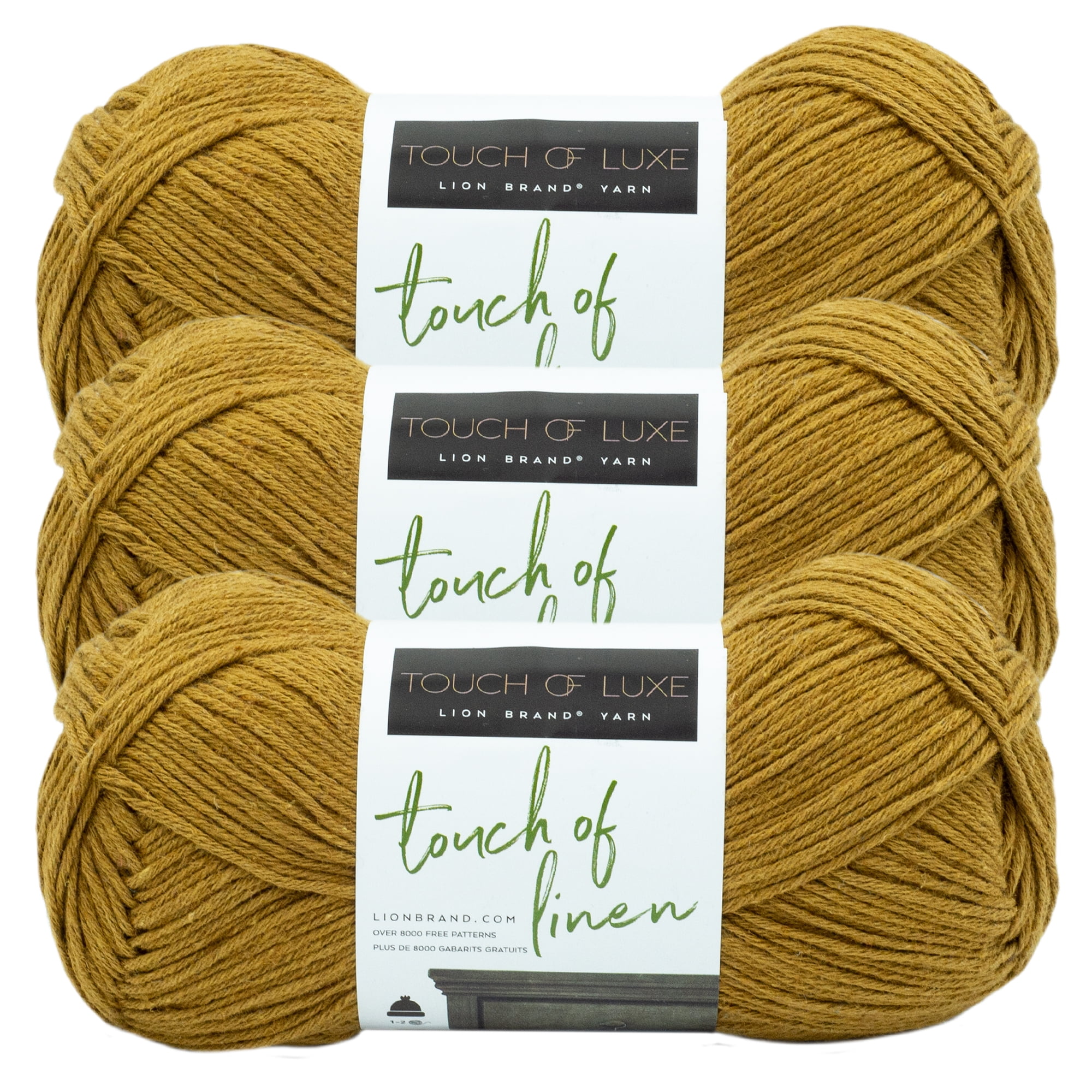 Lion Brand Yarn Touch of Linen Stone Touch of Luxe Collection Medium  Cotton, Linen Brown Yarn 3 Pack 