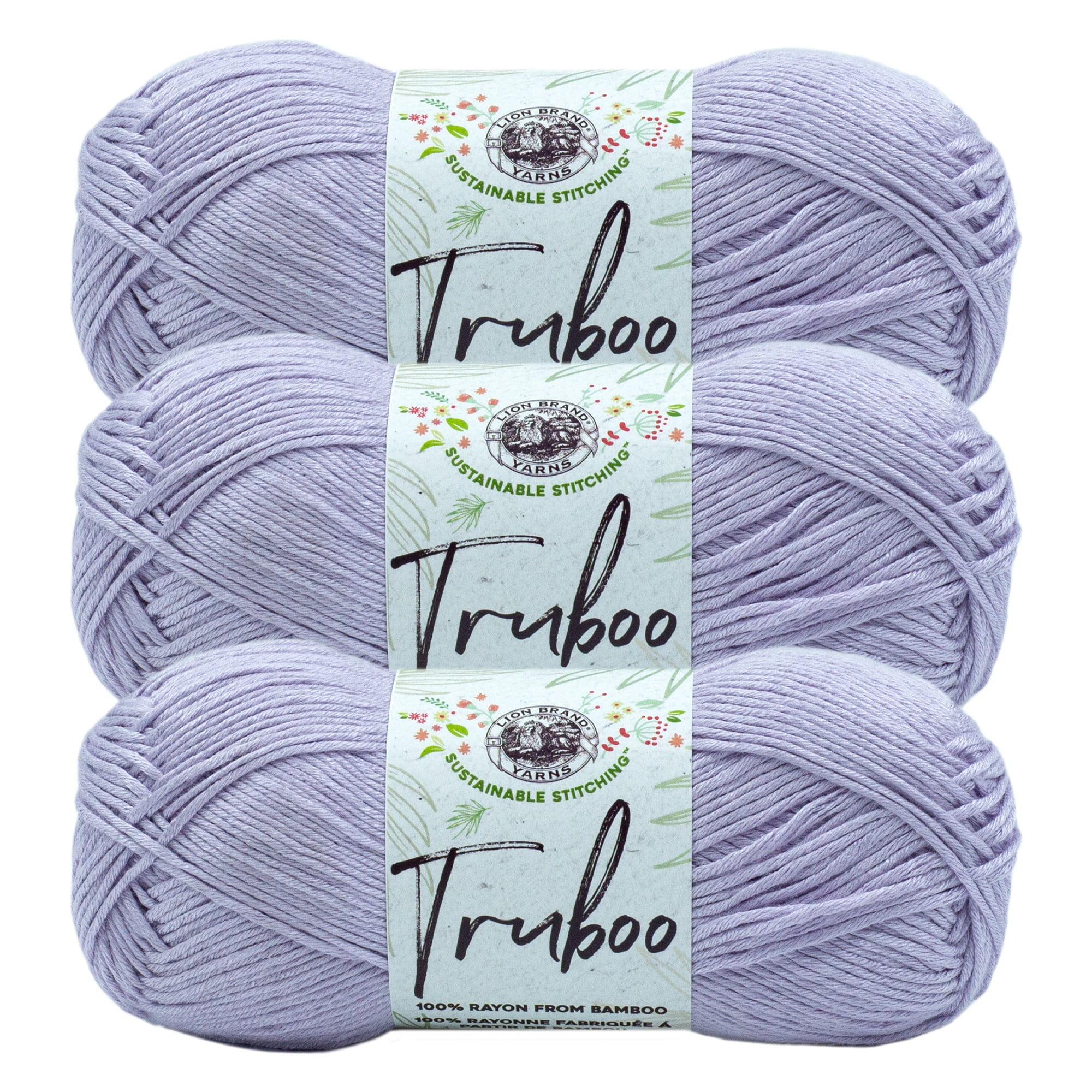Lion Brand Yarn Truboo Lilac Yarn 3 Pack