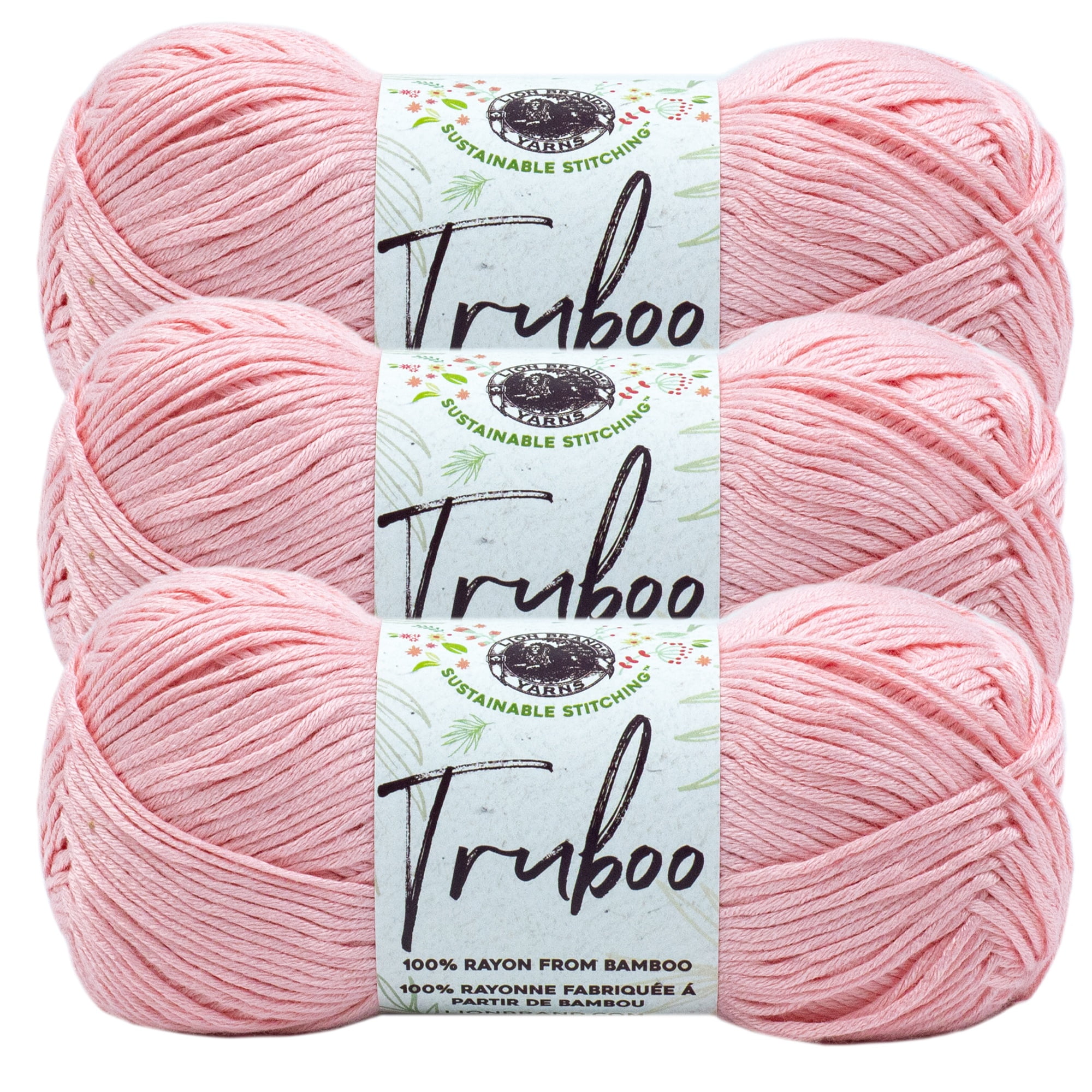 Lion Brand Yarn Truboo Pink Yarn 3 Pack