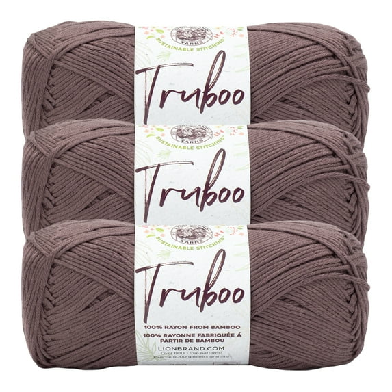Lion Brand Yarn Truboo Sable Light Rayon from Bamboo Yarn 3 Pack