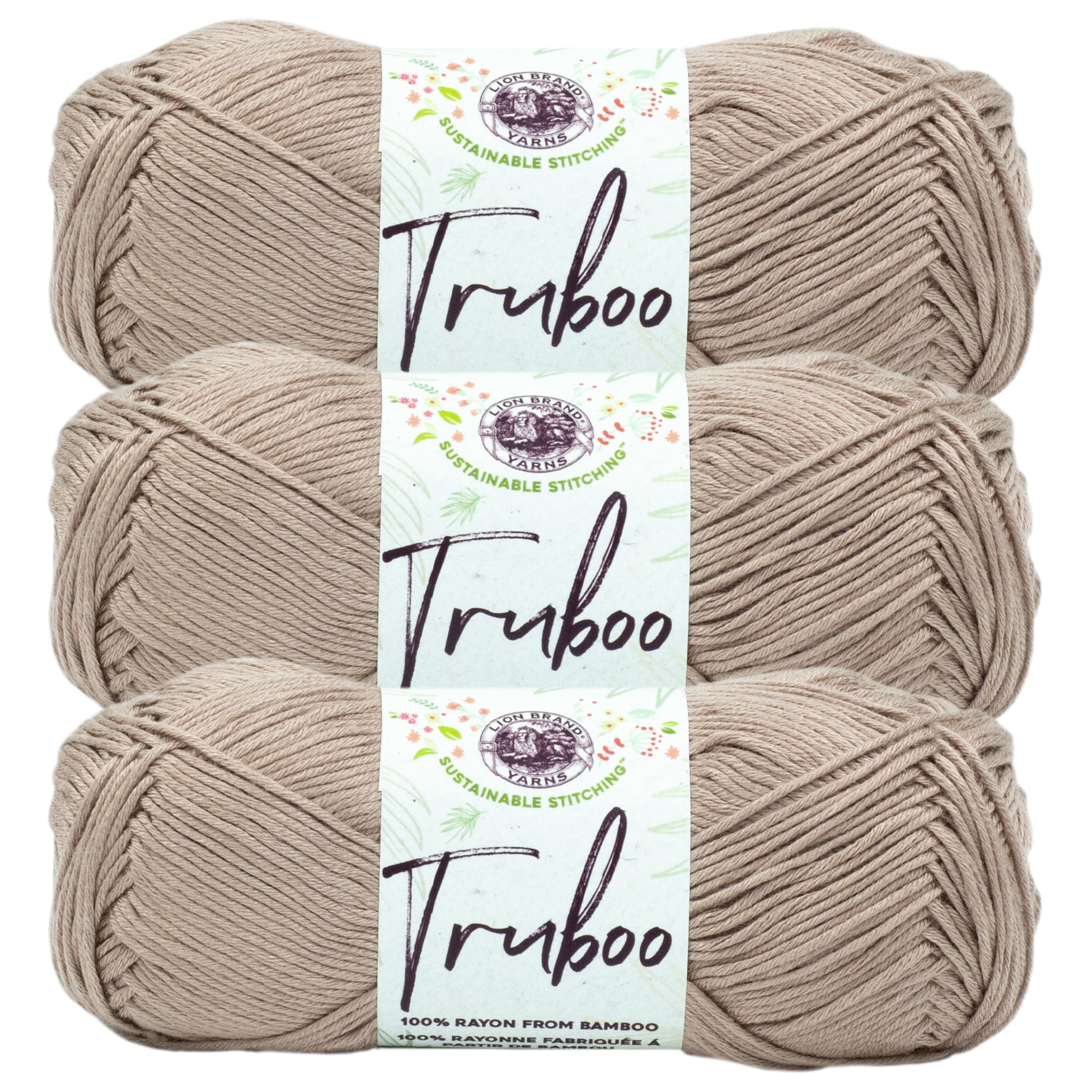 Lion Brand Yarn Truboo Sand Yarn 3 Pack