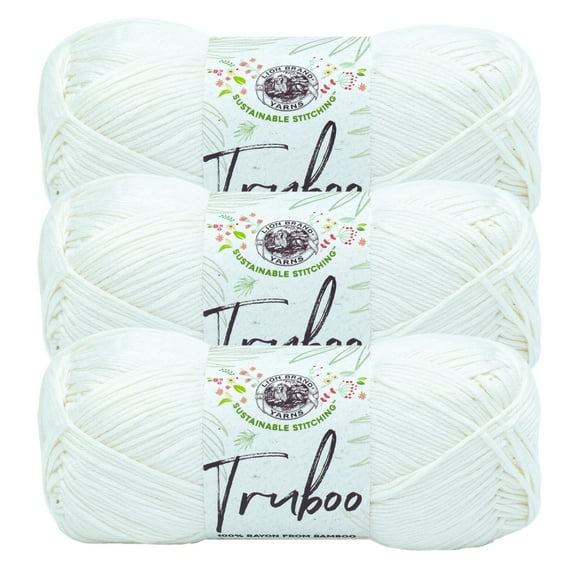 Lion Brand Yarn Truboo White Yarn 3 Pack