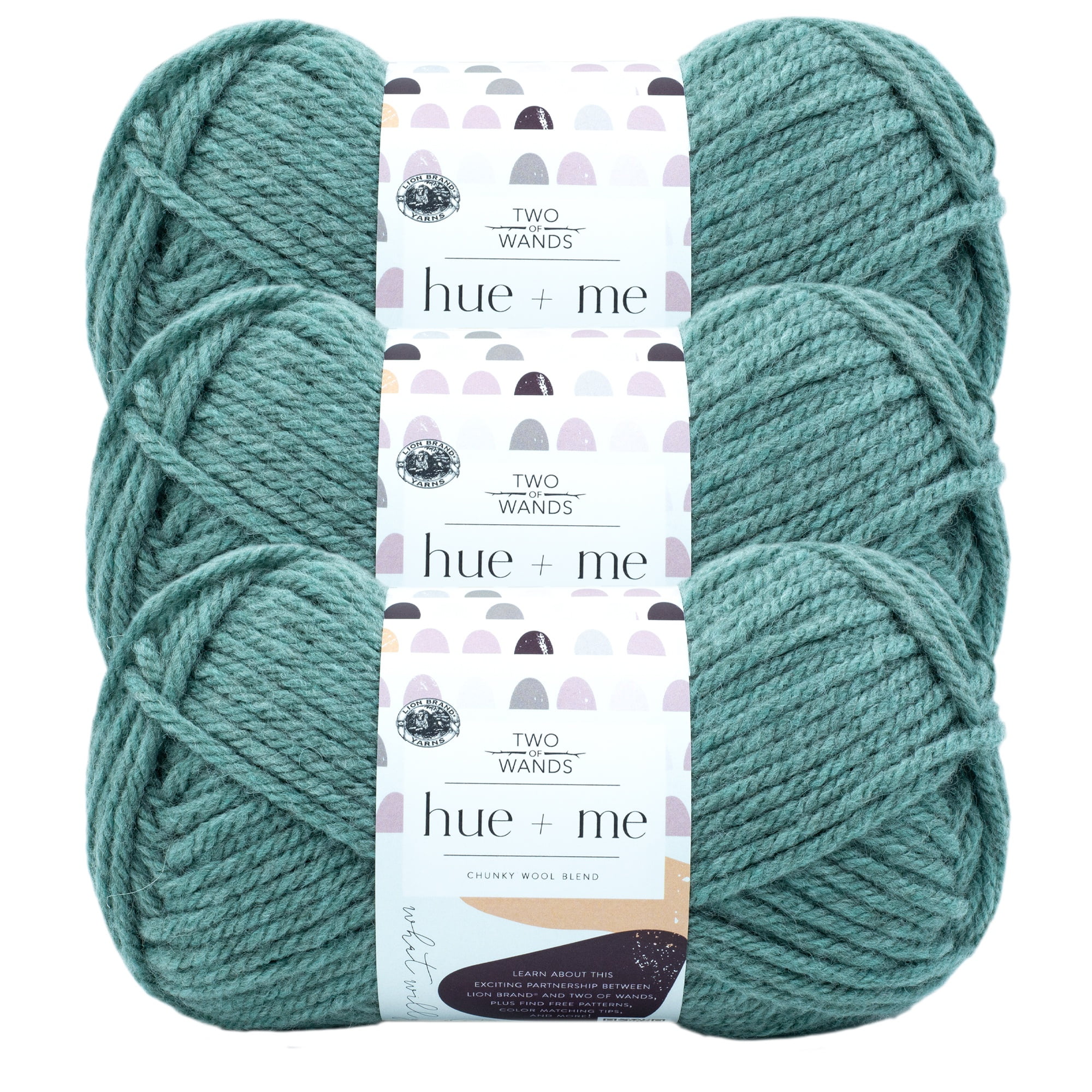 Lion Brand Yarn Hue + Me Agave Bulky Yarn Acrylic, Wool Yarn 3 Pack