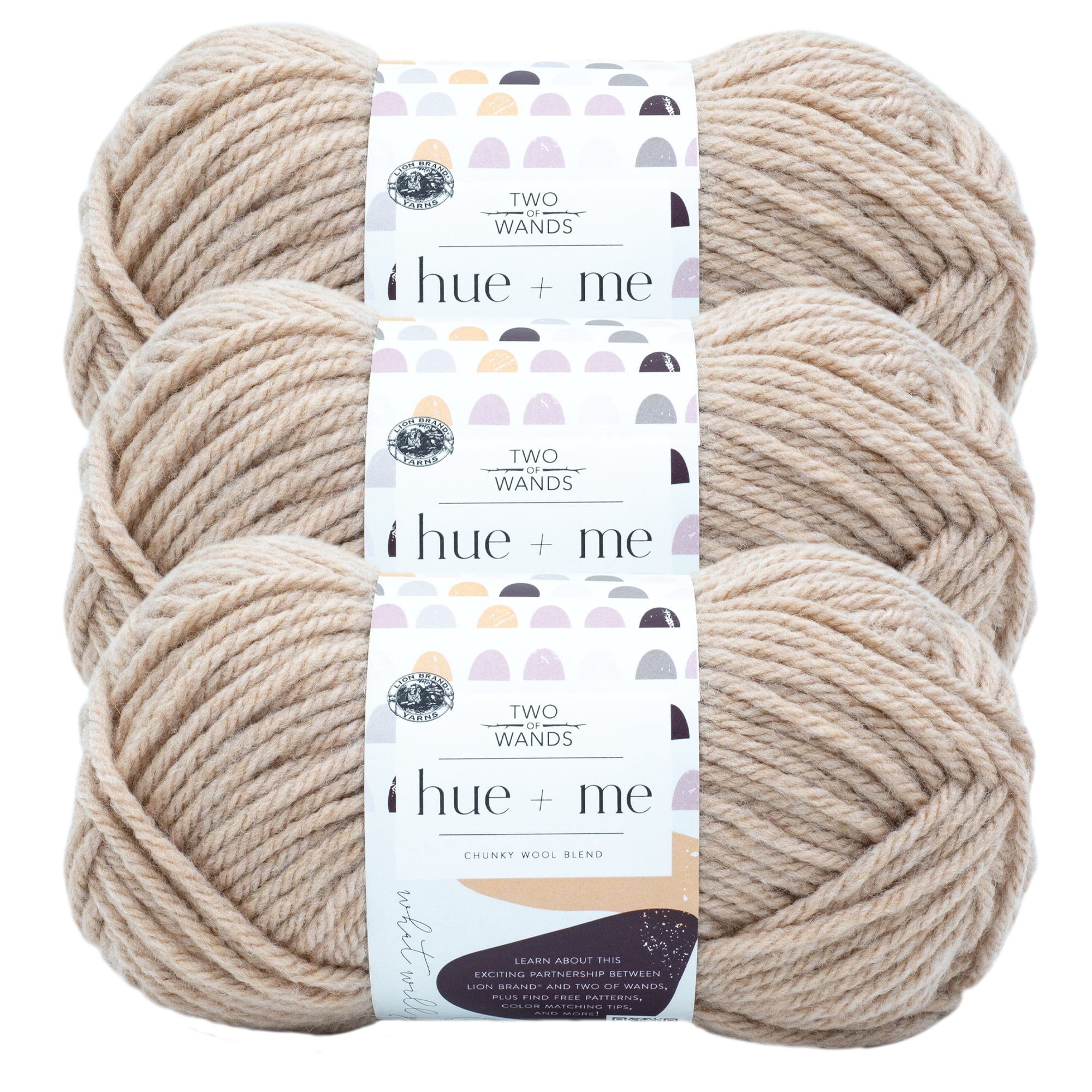 Lion Brand Yarn Hue + Me Desert Bulky Yarn Acrylic, Wool Yarn 3 Pack