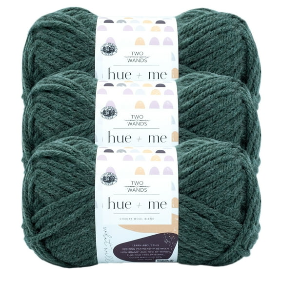 Lion Brand Yarn Hue + Me Juniper Bulky Yarn Acrylic, Wool Yarn 3 Pack