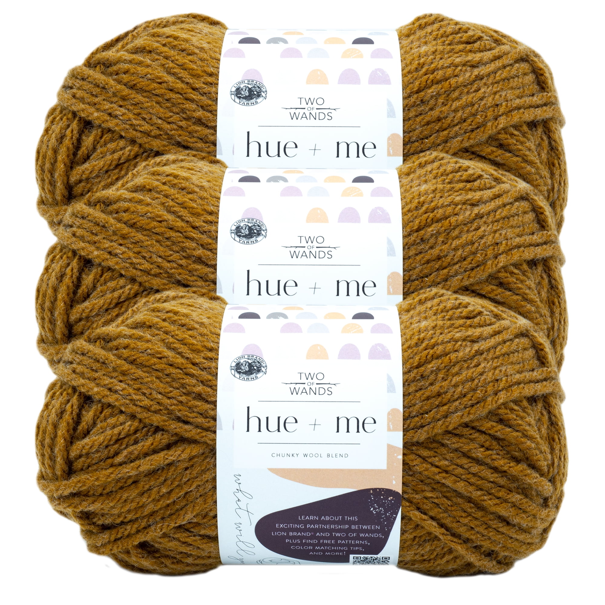 Lion Brand Yarn Two of Wands Hue & Me Magic Hour Wool Blend Bulky Acrylic, Wool Blue Yarn 3 Pack