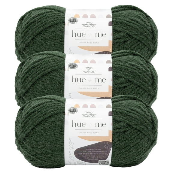 Lion Brand Yarn Two of Wands Hue + Me Night Forest Bulky Acrylic, Wool Green Yarn 3 Pack