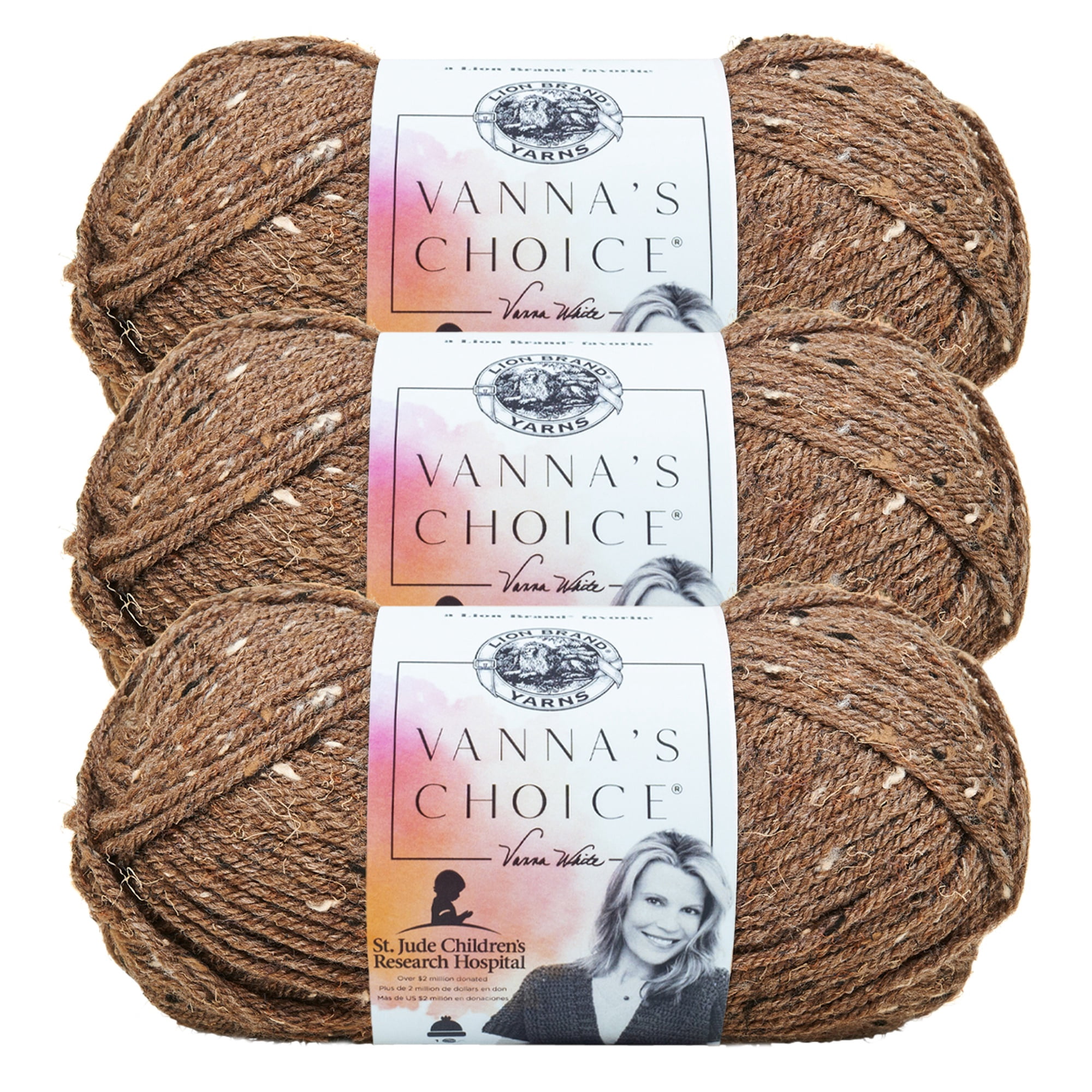 Lion Brand Yarn Vanna's Choice Barley Medium Acrylic Yarn 3 Pack