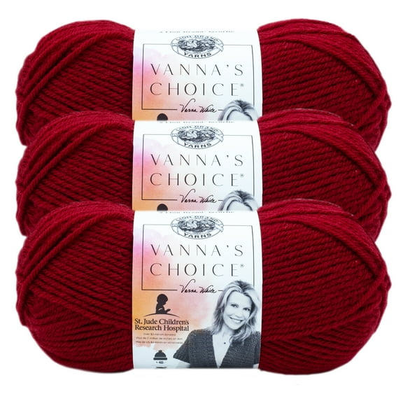 Lion Brand Yarn Vanna's Choice Cranberry Medium Acrylic Yarn 3 Pack