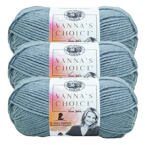 Lion Brand Yarn Vanna's Choice Dusty Blue Medium Acrylic Yarn 3 Pack
