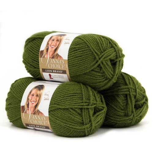 Lion Brand Yarn Vanna's Choice Olive Basic Medium Acrylic Green Yarn 3 Pack