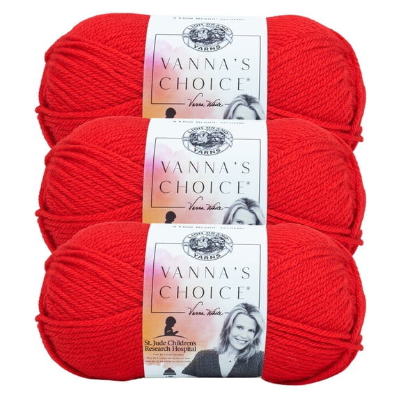 Lion Brand Yarn Vanna's Choice Scarlet Medium Acrylic Yarn 3 Pack