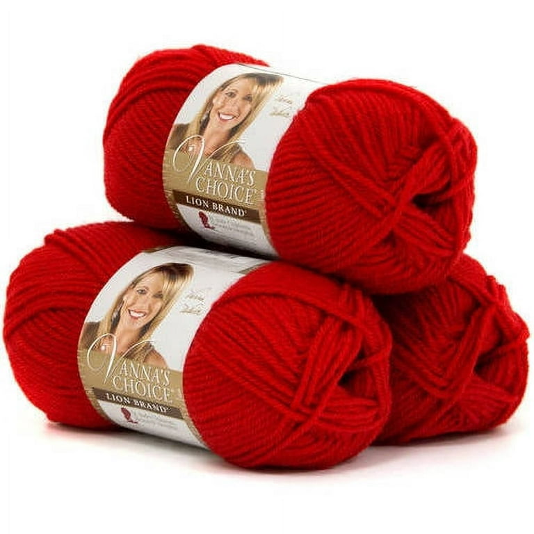 (3-pack) Lion Brand Yarn 860-113 Vanna's Choice Yarn, Scarlet - Red