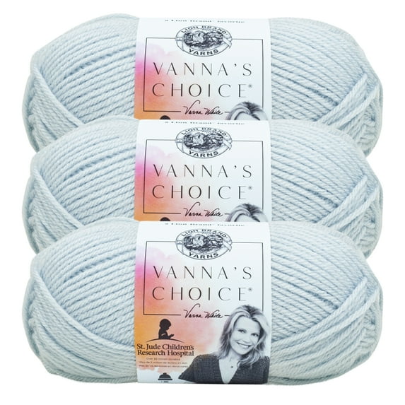 Lion Brand Yarn Vanna's Choice Silver Blue Medium Acrylic Yarn 3 Pack