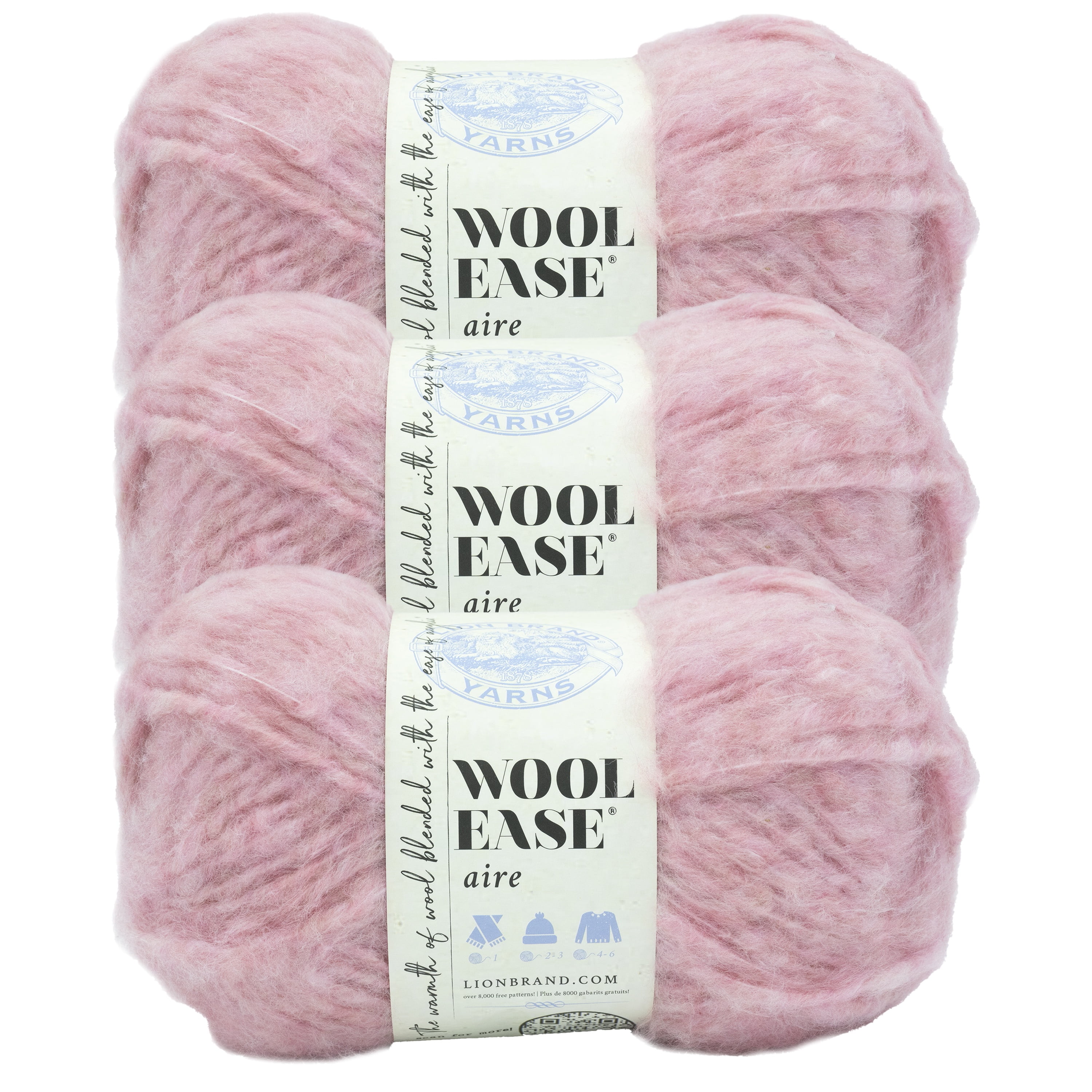 Lion Brand Yarn Wool-Ease Aire Cotton Candy Super Bulky Acrylic, Wool, Polyester Yarn 3 Pack