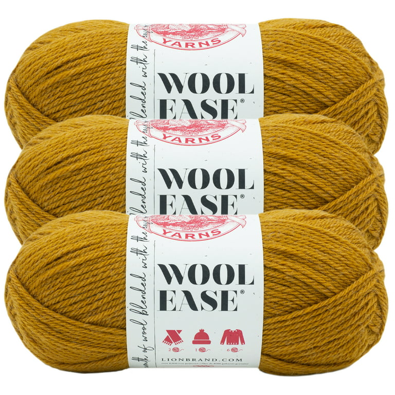 Lion Brand Yarn Wool-Ease Arrowwood Classic Worsted Medium Acrylic, Wool  Yellow Yarn 3 Pack
