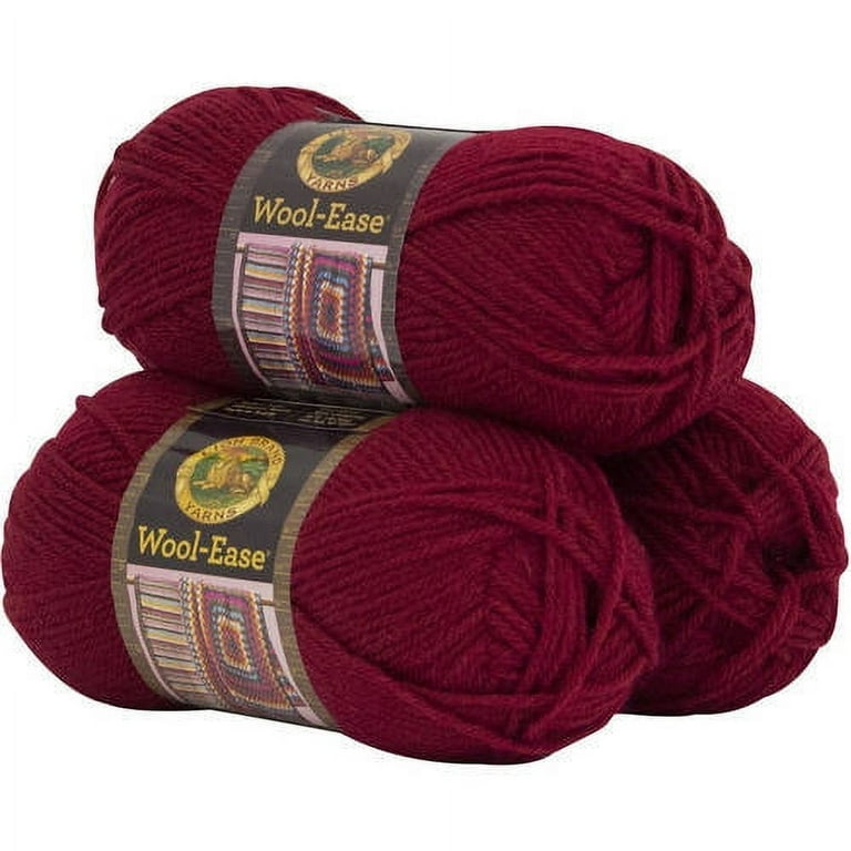 Lion Brand Yarn Wool-Ease Cranberry Classic Worsted Medium Acrylic, Wool  Red Yarn 3 Pack 