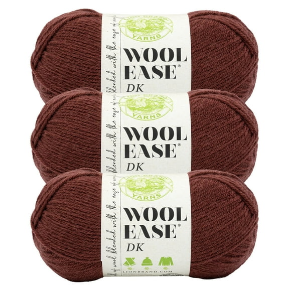 Lion Brand Yarn Wool-Ease DK Cinnamon Stick Light Acrylic, Wool Yarn 3 Pack