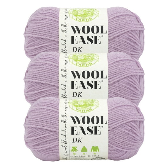 Lion Brand Yarn Wool-Ease DK Lavender Light Acrylic, Wool Yarn 3 Pack