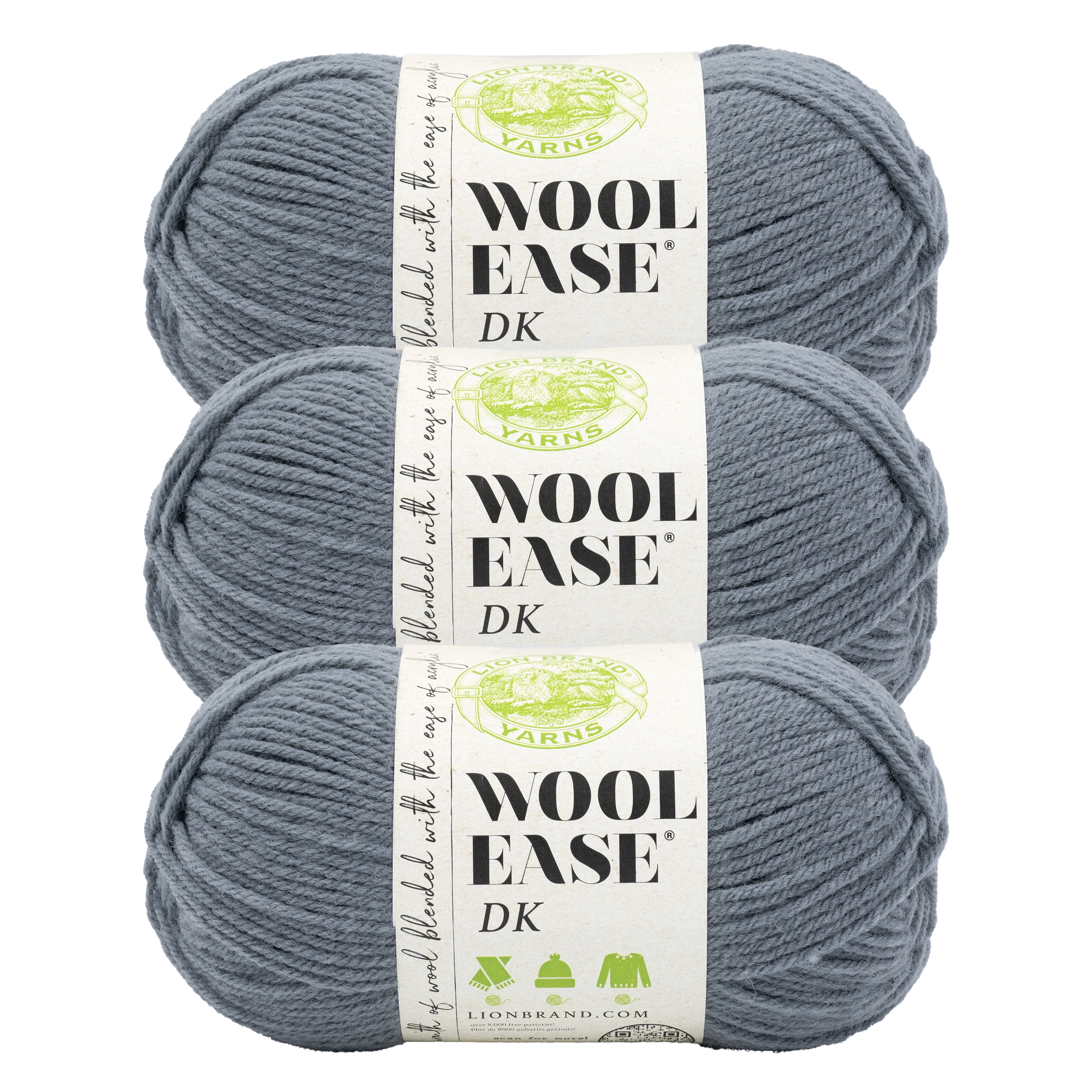 Lion Brand Wool-Ease Garn 3er-Pack - 4-lagiges Strickgarn Aus Wolle & Acryl, Maschinenwaschbar