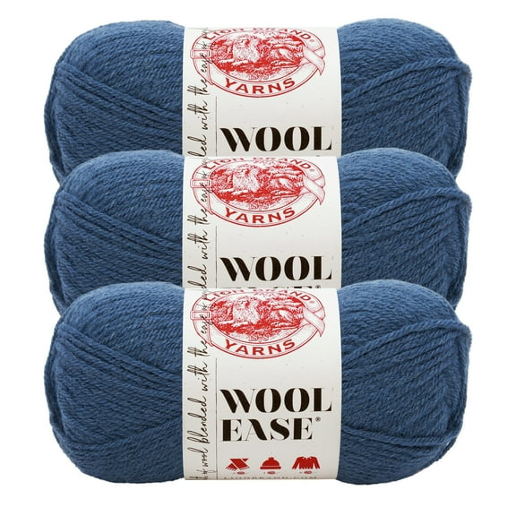 Lion Brand Yarn Wool-Ease Denim Medium Acrylic, Wool Yarn 3 Pack