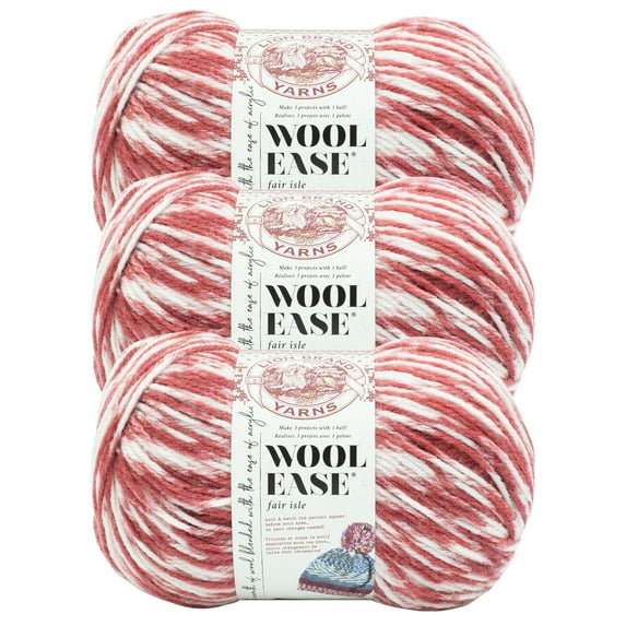 Lion Brand Yarn Wool-Ease Fair Isle Rose/Blossom Medium Acrylic, Wool Yarn 3 Pack