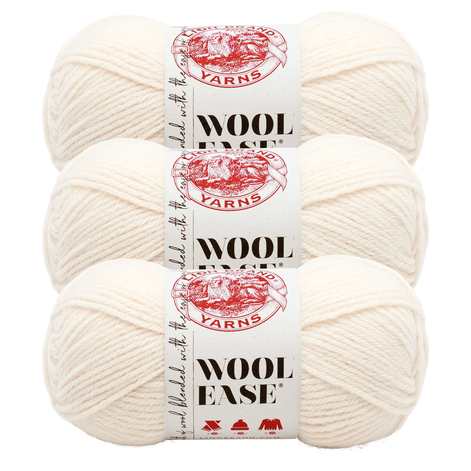 Lion Brand Yarn Wool-Ease White Multi Medium Acrylic, Wool Yarn 3